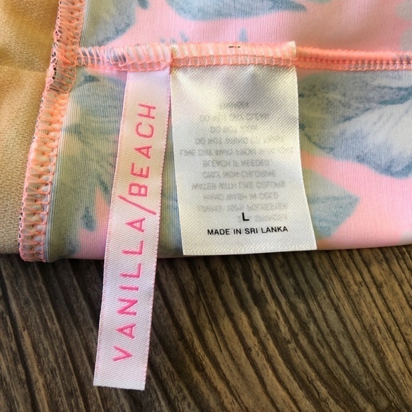 Nwt Vanilla Beach Neon Pink Floral Tankini Large - Picture 5 of 7